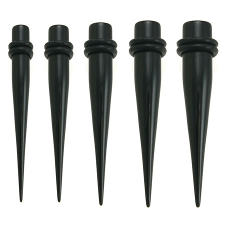 Jet Black Acrylic Tapers 14g to 0g