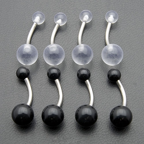 Black & Clear Acrylic Belly Rings