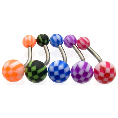 UV Checker Ball Belly Rings