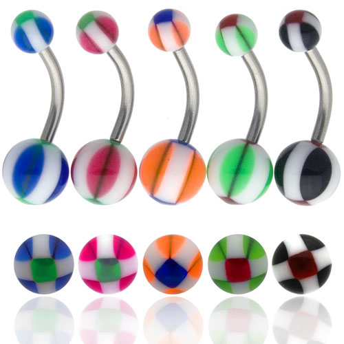 UV Cross Stripe Belly Rings