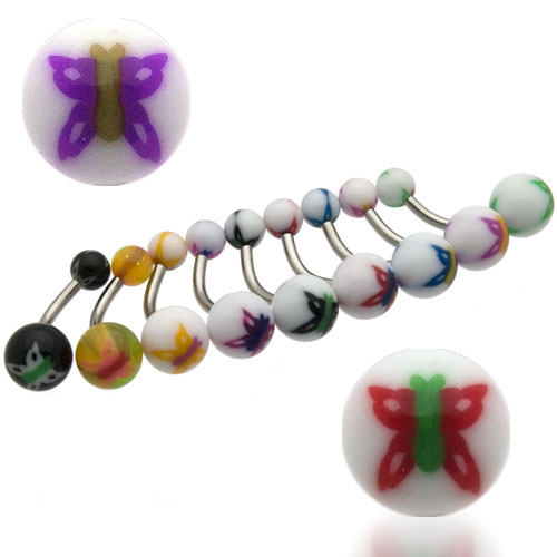 UV Butterfly Belly Rings