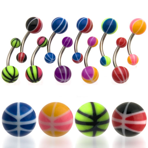 UV Basketball Belly Rings