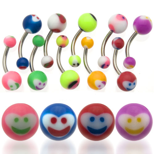 UV Happy Face Belly Rings