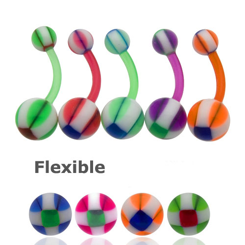 Flexible Cross Striped Belly Ring