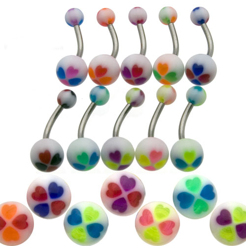 UV Multi Color Hearts Belly Rings