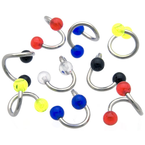 UV Ball Spiral Twisters 14G