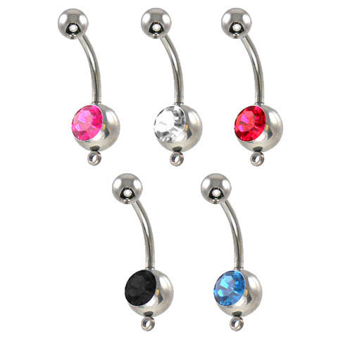 Add Charm CZ Belly Ring