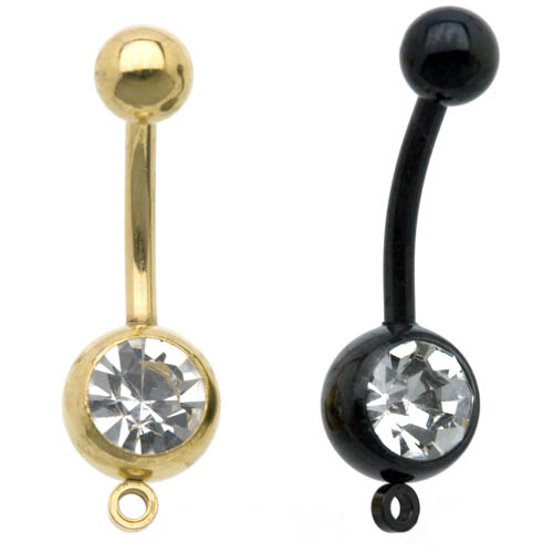 Titanium Add Charm CZ Belly Ring