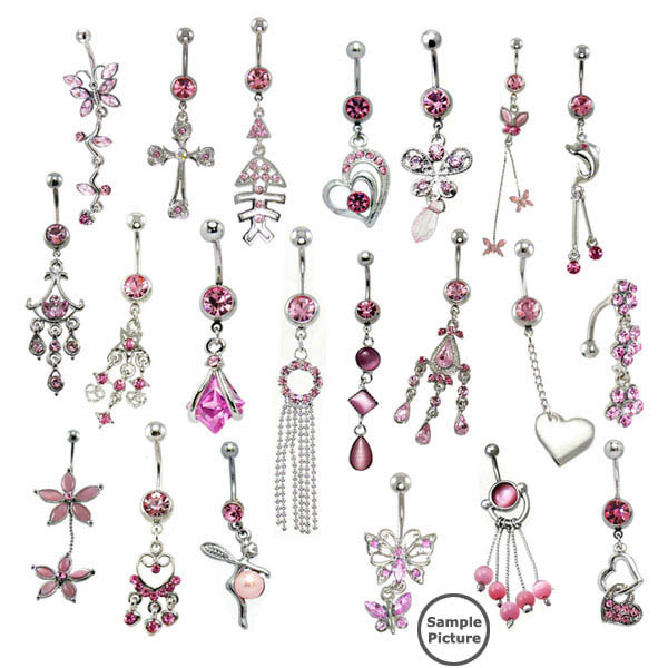 Top Mix Rosy CZ Dangle Belly Rings