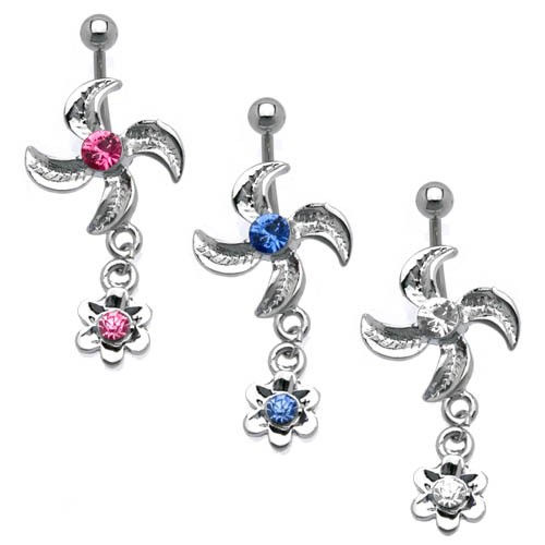 Twin Flower Dangle Belly Ring
