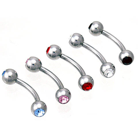 Double Gem Curved Barbell 14g
