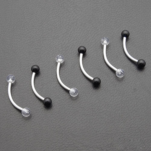 Black & Clear Ball Eyebrow Rings