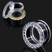 UV acrylic cz stone screw on flesh tunnel, fashion ear plugs