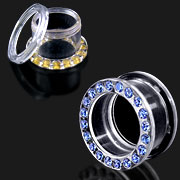 UV acrylic cz stone screw on flesh tunnel, fashion ear plugs