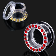 UV acrylic cz stone screw on flesh tunnel, fashion ear plugs