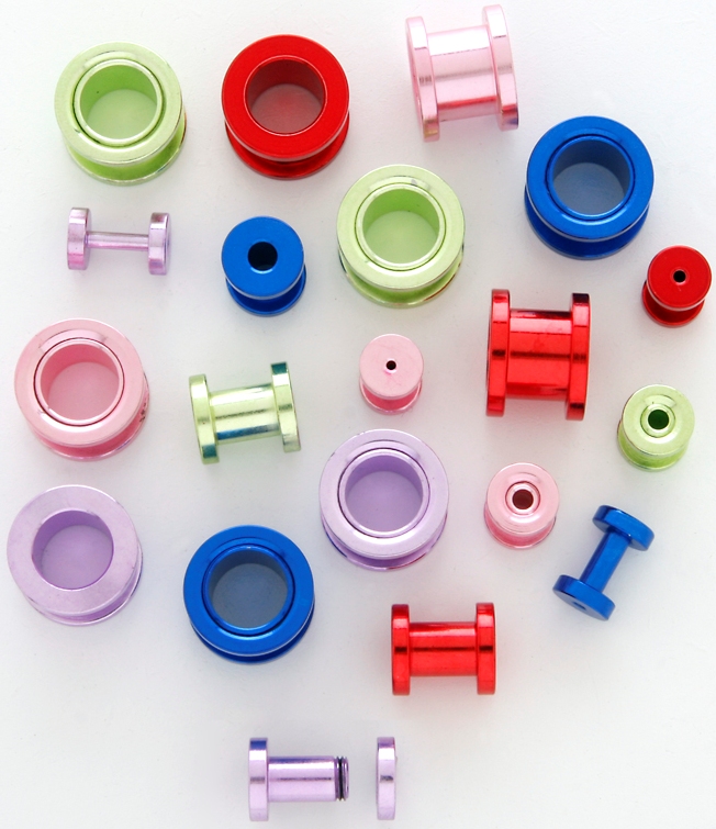 Anodized 316l stainless steel screw on flesh tunnel
