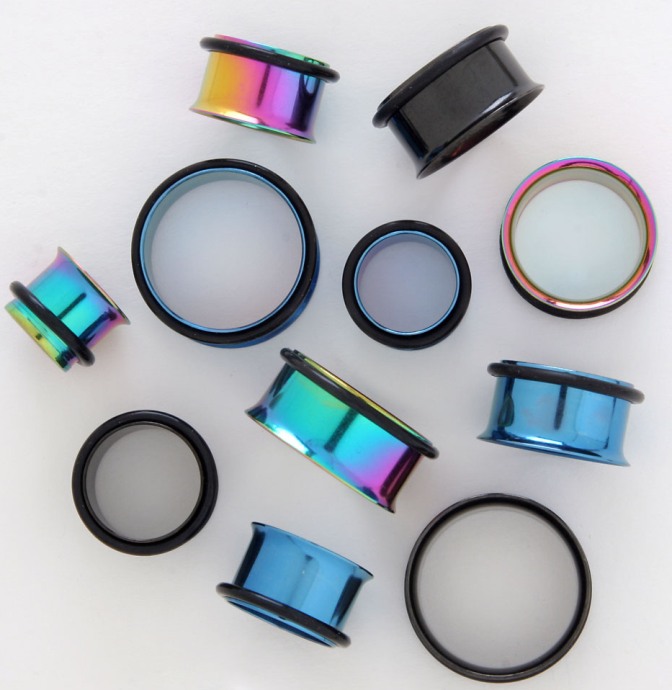 316l stainless steel sadde double flare flesh tunnel