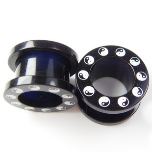 CZ stone 316l stainless steel flesh tunnel, cz jewelry ear plugs