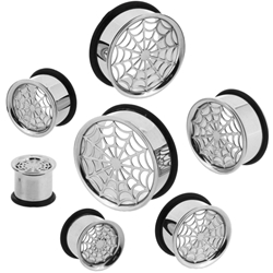 Spider web 316l stainless steel flesh tunnel, ear plugs