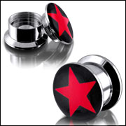 Anodized Internally thread logo picture 316l stainless steel screw on flesh tunnel,ear plugs,ear tap
