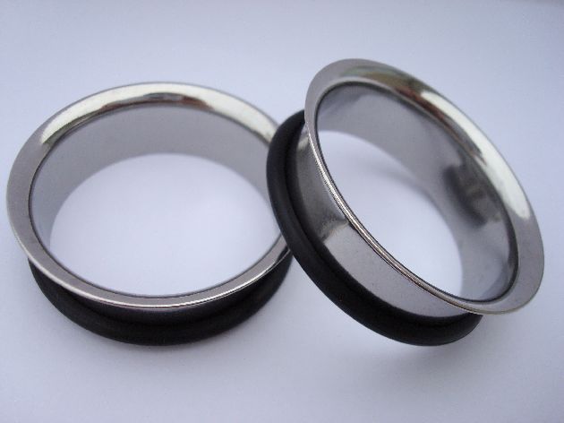 316l stainless steel sadde double flare flesh tunnel