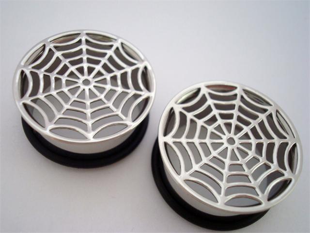Spider web 316l stainless steel flesh tunnel, ear plugs