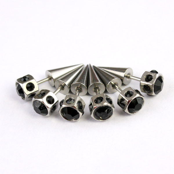 cz stone  316l stainless steel ear tapaer,ear expander body piercing jewelry,talons,tapers,tusks,pin