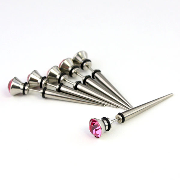 cz stone  316l stainless steel ear tapaer,ear expander body piercing jewelry,talons,tapers,tusks,pin