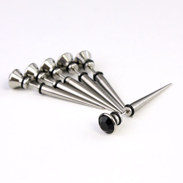 cz stone  316l stainless steel ear tapaer,ear expander body piercing jewelry,talons,tapers,tusks,pin