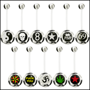 316l stainless steel belly rings with logo pictures, belly bars,navel ring,belly button rings,body p