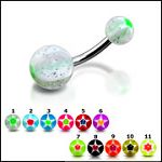 316l stainless steel belly rings with fancy collection UV balls, belly bars,navel ring,belly button 