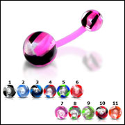 316l stainless steel belly rings with fancy collection UV balls, belly bars,navel ring,belly button 