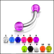 316l stainless steel eyebrow bananna with uv balls,curved barbell,eyebrow rings,barbells