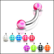 316l stainless steel eyebrow bananna with uv balls,curved barbell,eyebrow rings,barbells