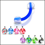 316l stainless steel eyebrow bananna with uv balls,curved barbell,eyebrow rings,barbells