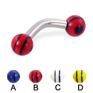 316l stainless steel eyebrow bananna with uv balls,curved barbell,eyebrow rings,barbells