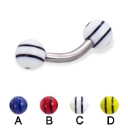 316l stainless steel eyebrow bananna with uv balls,curved barbell,eyebrow rings,barbells