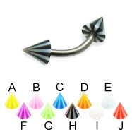 316l stainless steel eyebrow bananna with uv cones,curved barbell,eyebrow rings,barbells