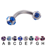 316l stainless steel eyebrow bananna with cz stone jewelry ball,curved barbell,eyebrow rings,barbell