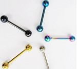 Anodized 316l stainless steel Tongue Barbells, straight barbell, tongue rings,body piercing jewelry