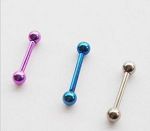 Anodized 316l stainless steel Tongue Barbells, straight barbell, tongue rings,body piercing jewelry