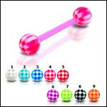 UV acrylic Tongue Barbells with collection uv balls, straight barbell, tongue rings,body piercing je
