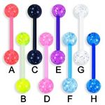 UV acrylic Tongue Barbells with collection uv balls, straight barbell, tongue rings,body piercing je