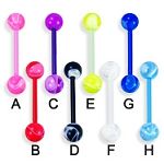 UV acrylic Tongue Barbells with collection uv balls, straight barbell, tongue rings,body piercing je