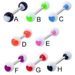 UV acrylic Tongue Barbells with collection uv balls, straight barbell, tongue rings,body piercing je