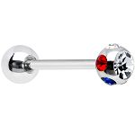 316l stainless steel Tongue Barbells with cz stone, straight barbell, tongue rings,body piercing jew