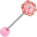 316l stainless steel Tongue Barbells with collection cones/dice, straight barbell, tongue rings,body