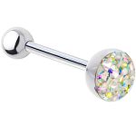 316l stainless steel Tongue Barbells with paved cz stones, straight barbell, tongue rings,body pierc