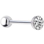 316l stainless steel Tongue Barbells with paved cz stones, straight barbell, tongue rings,body pierc