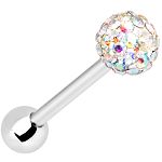 316l stainless steel Tongue Barbells with cz stone, straight barbell, tongue rings,body piercing jew